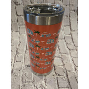Camping Themed Tumbler, 20oz, Orange, Blue